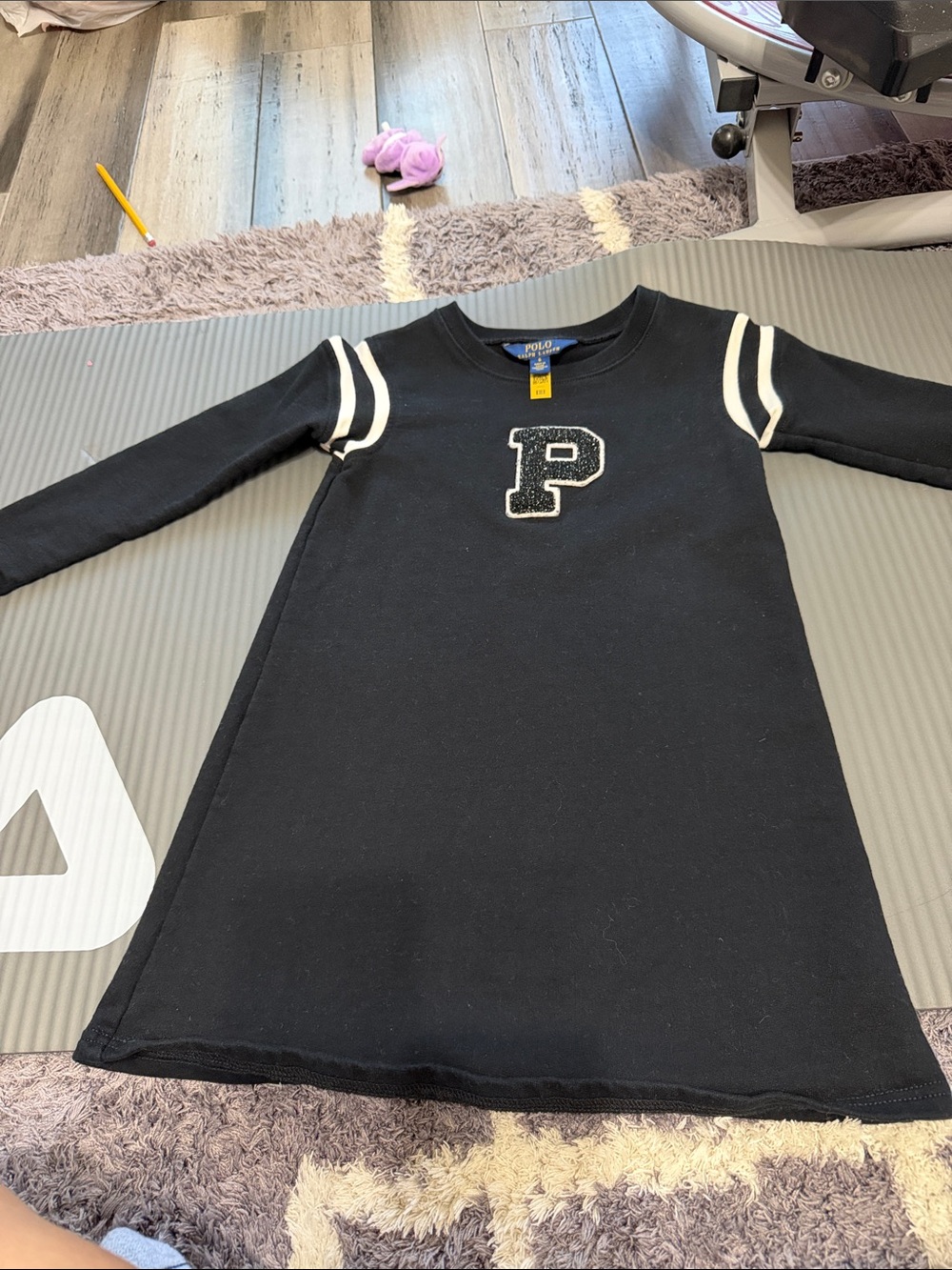 Polo by Ralph Lauren Black Crewneck Sweatshirt with Glitter 'P' Patch